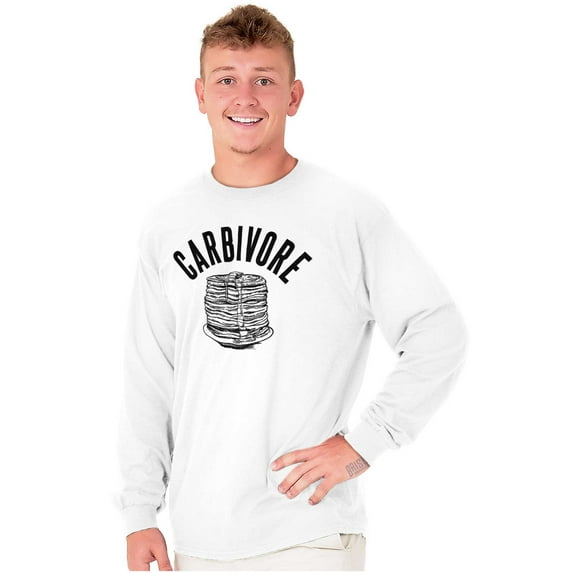 Carbivore Pancake Breakfast Foodie Long Sleeve TShirt Men Women Brisco Brands M
