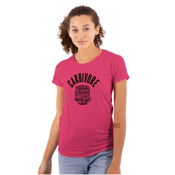 Carbivore Pancake Breakfast Foodie Womens Slim Fit Graphic Tee Brisco Brands L