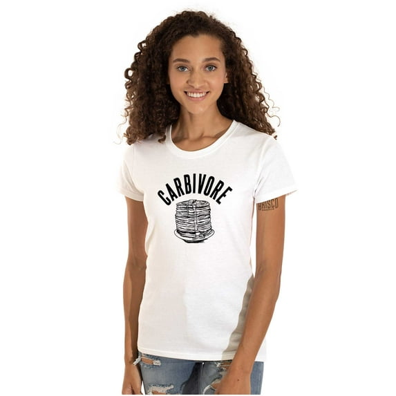 Carbivore Pancake Breakfast Foodie Womens Slim Fit Graphic Tee Brisco Brands S