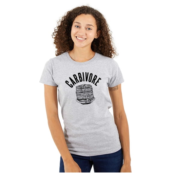 Carbivore Pancake Breakfast Foodie Womens Slim Fit Graphic Tee Brisco Brands X