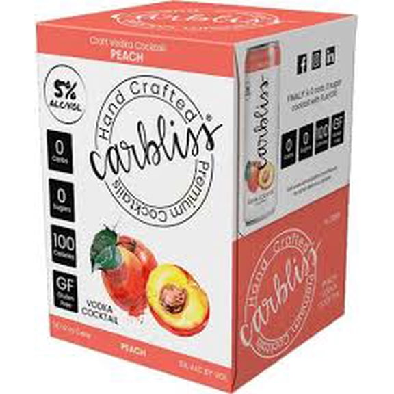 Carbliss Peach Vodka Cocktail 4 - 12 oz Cans