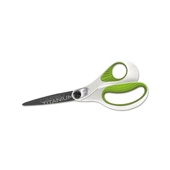 CarboTitanium Bonded Scissors 8" Long, 3.25" Cut Length, White/Green Straight Handle