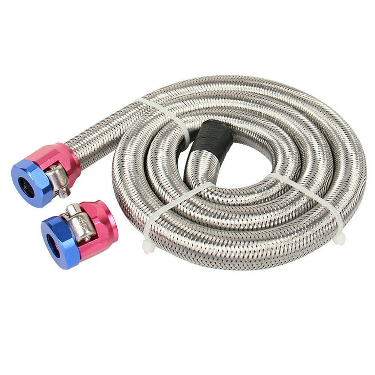 Carbole 6AN Braided Stainless Fuel Line Kit Hose Clamps Oil Fuel 3/8 inch  Fittings