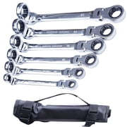 Carbole 6Pcs Ratcheting Wrench Set Metric, Double Box End Flex-Head Extra Long Spanner Set