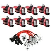 8 Pack Ignition Coils & Spark Plug Wires for Chevy Silverado GMC 4.8 5.3 6.0L V8 UF262 D585