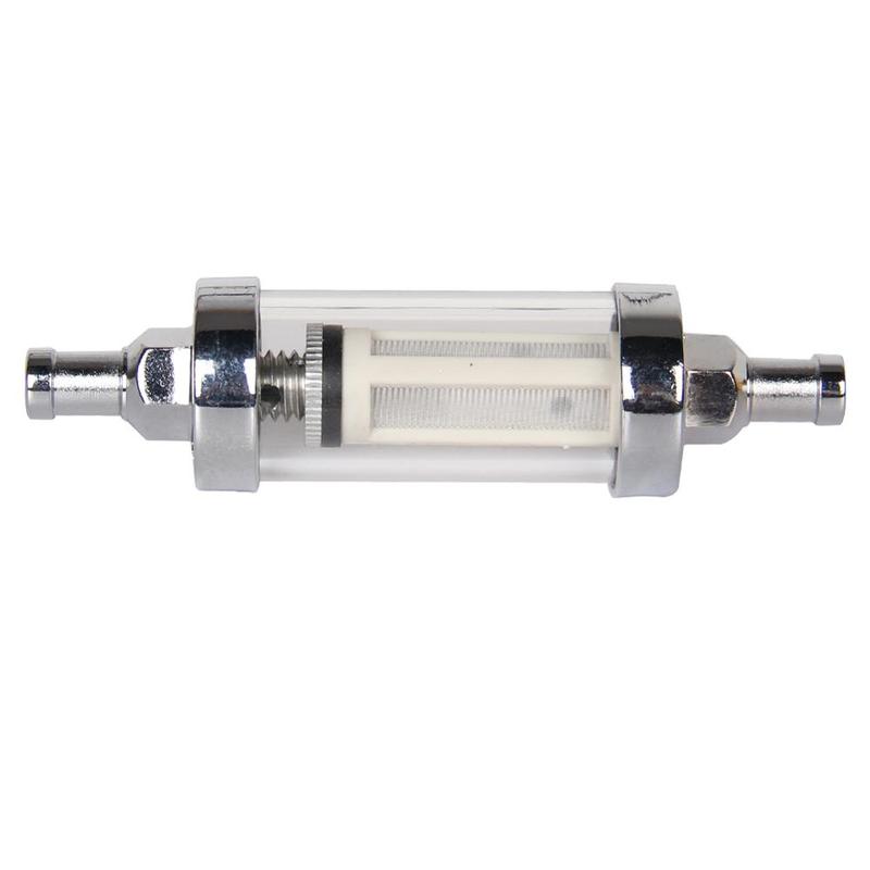 Carbole 8mm 5/16'' Universal Chrome Glass Fuel Petrol Diesel Inline ...