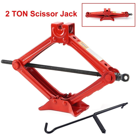 Carbole Heavy Duty Steel 2 Ton Scissor Jack for Car (4409 lbs), Red