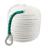 Carbole Nylon Anchor Rope for Boat 1/2" x 100 ft - Three Braided Mooring Rope, White
