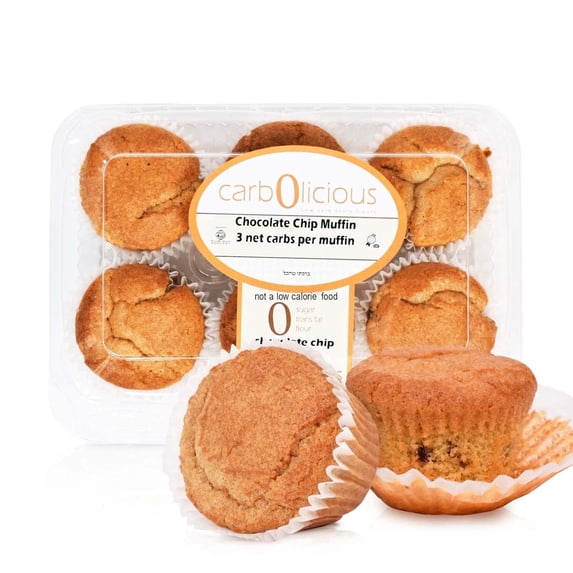 Carbolicious Low-Carb Keto-Friendly Chocolate Chip Muffins, Ready-to-Eat 6 Muffins