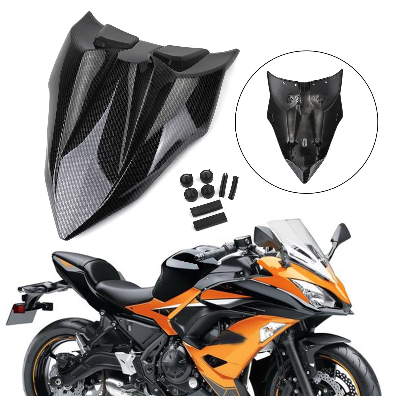 Carbon ABS Passenger Rear Seat Cover Cowl For Kawasaki Z650 Ninja 650 17-23