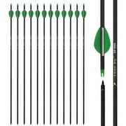 Carbon Arrow 29 inch 12-Pack Hunting Arrows Spine 400 for 30-65lb Bows Archery Compound & Recurve & Traditional Bow, Green