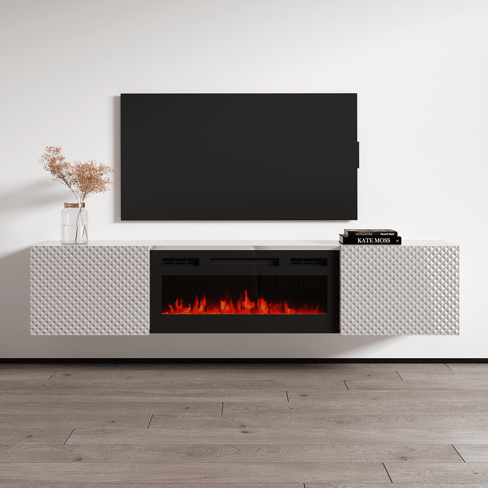 Carbon BL-EF Floating Fireplace TV Stand for TVs up to 80, Modern High  Gloss 71 Entertainment Center, Wall Mounted Electric Fireplace TV Media  Console with Storage Cabinets - Walmart.com