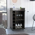thumbnail image 1 of Carbon Bar Cart . Store Bottles Conveniently. Spacious Top With Metal Rail. Locking Wheels For Easy Movement. Glass Door Cabinet Shelves Ideal Entertaining At Home. Six Wine . Top. Wheels. Drinks, 1 of 4