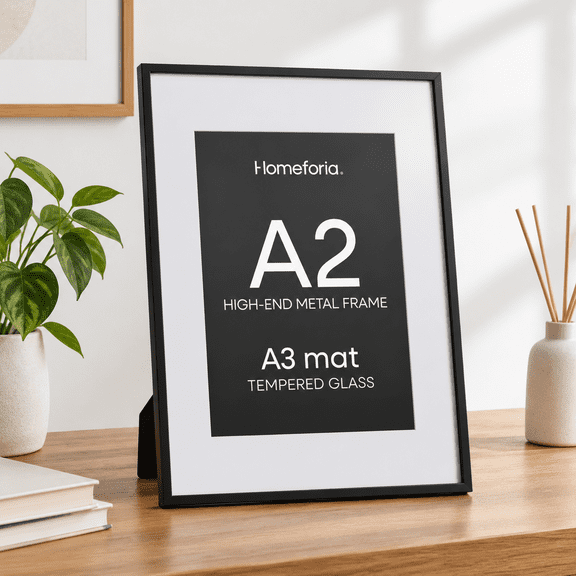 Carbon Black A2 1-Pack Metal Picture Frame with Tempered Glass