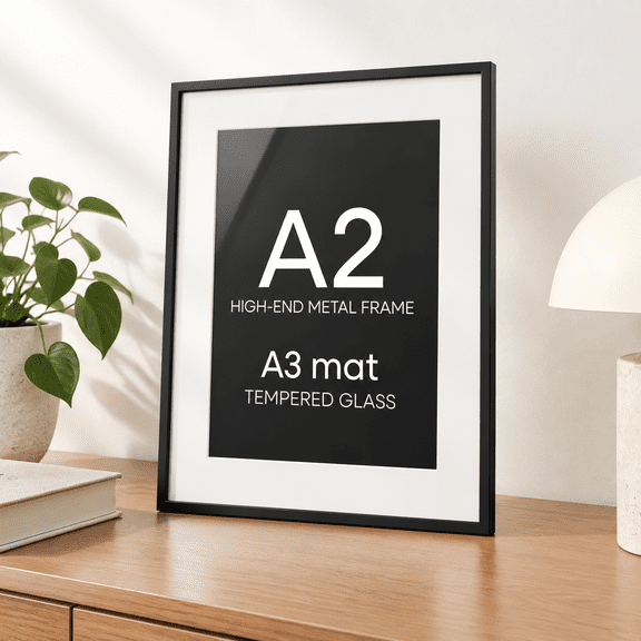 Carbon Black A2 1 Pack Metal Picture Frame with Tempered Glass
