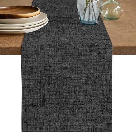 Carbon Black Table Runner 72 Inches Long, Kitchen Dining Table Decoration, Rustic Farmhouse Solid Color Coffee Tablerunner Dress Scarves Farmhouse Décor for Party, Holiday, 13 x 72
