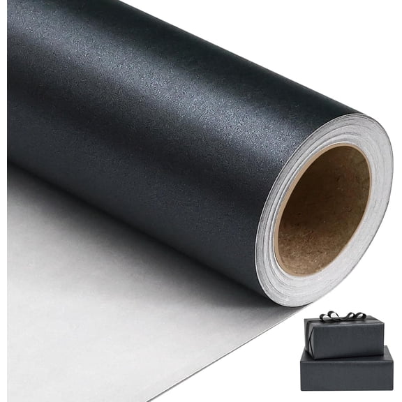 Carbon Black Wrapping Paper,Solid Color Pearly-Lustre Paper,Gift Wrapping Paper,Perfect for Wedding,Birthday, Christmas,Baby Shower,DIY Bouquet (17 Inches X 23 Feet)