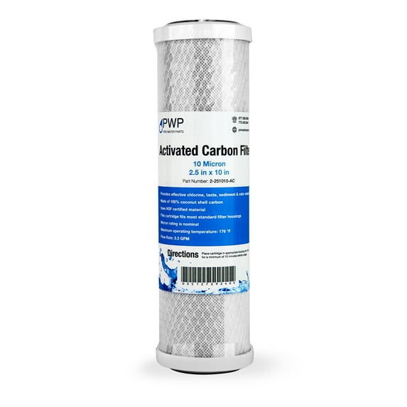 Carbon Block Water Filter Whole House RO CTO 10 x 2.5 in 10 Micron