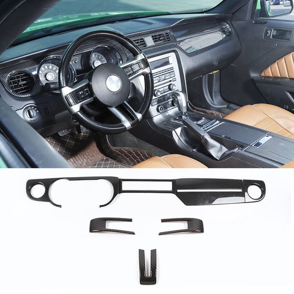 Carbon Center Console Steering Wheel Dashboard Panel Trim For Ford Mustang 10-13
