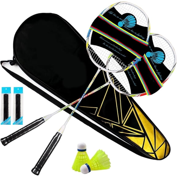 Carbon Composite Badminton Rackets - Complete 2-Player Kit with Bag | Lightweight & Easy to Use