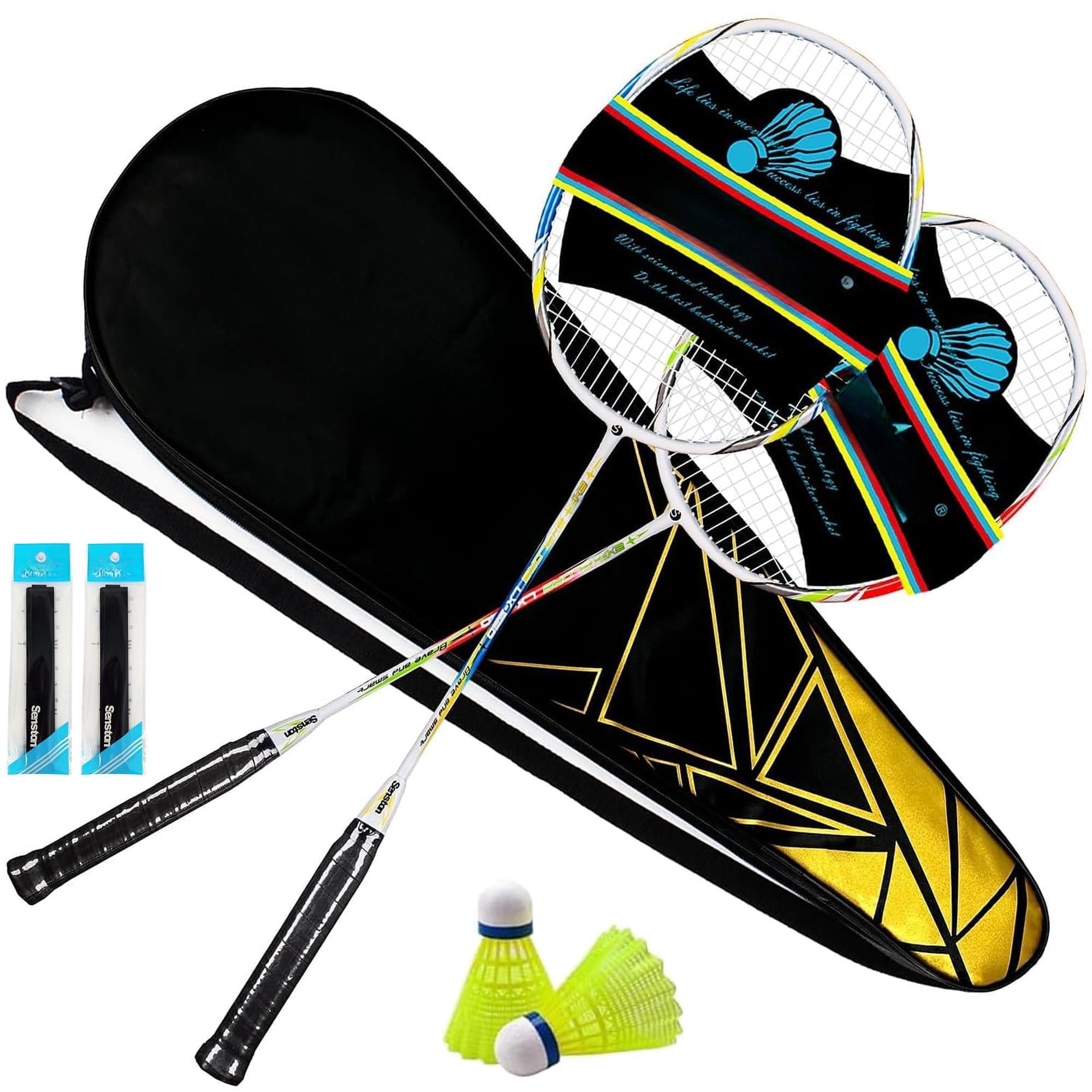 Carbon Composite Badminton Rackets For Beginners - Complete 2-player Kit With Bag | Lightweight & Easy To Use Backyard  Park Indoor Outdoor Play