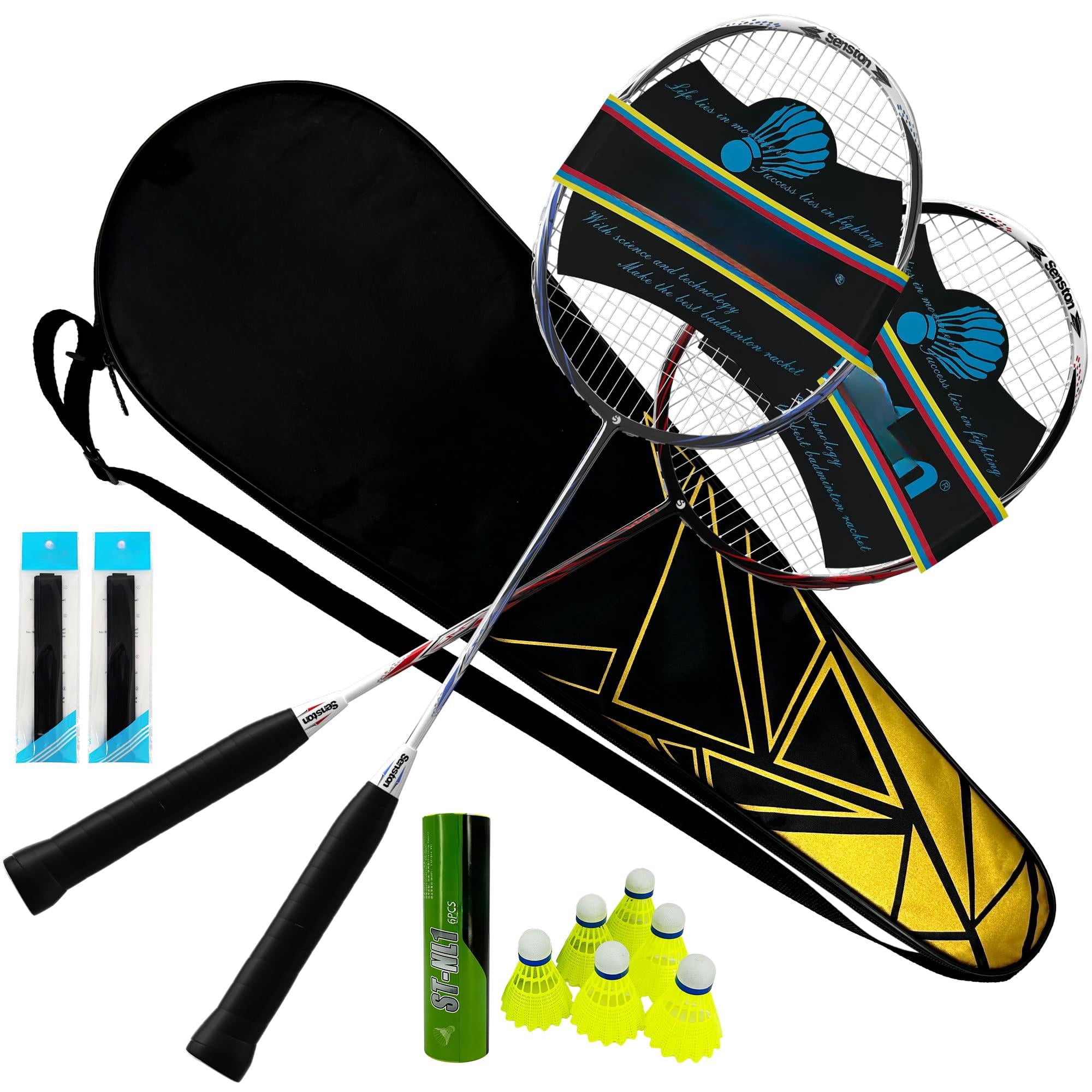 Carbon Composite Badminton Rackets For Beginners - Complete 2-player Kit With Bag | Lightweight & Easy To Use Backyard  Park Indoor Outdoor Play