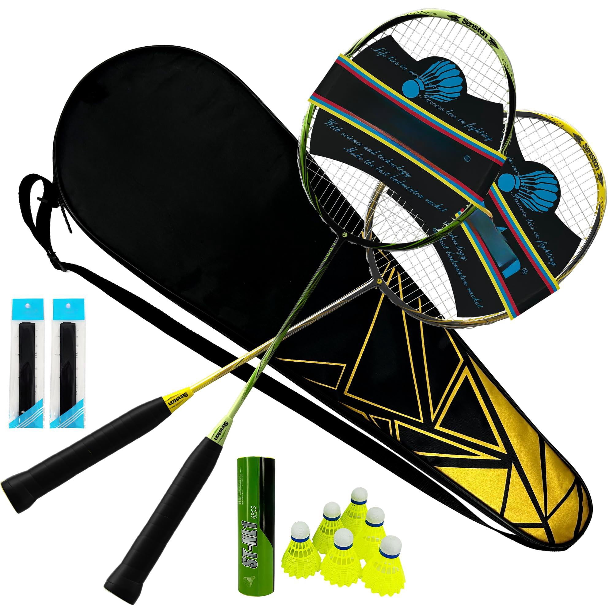 Carbon Composite Badminton Rackets For Beginners - Complete 2-player Kit With Bag | Lightweight & Easy To Use Backyard  Park Indoor Outdoor Play