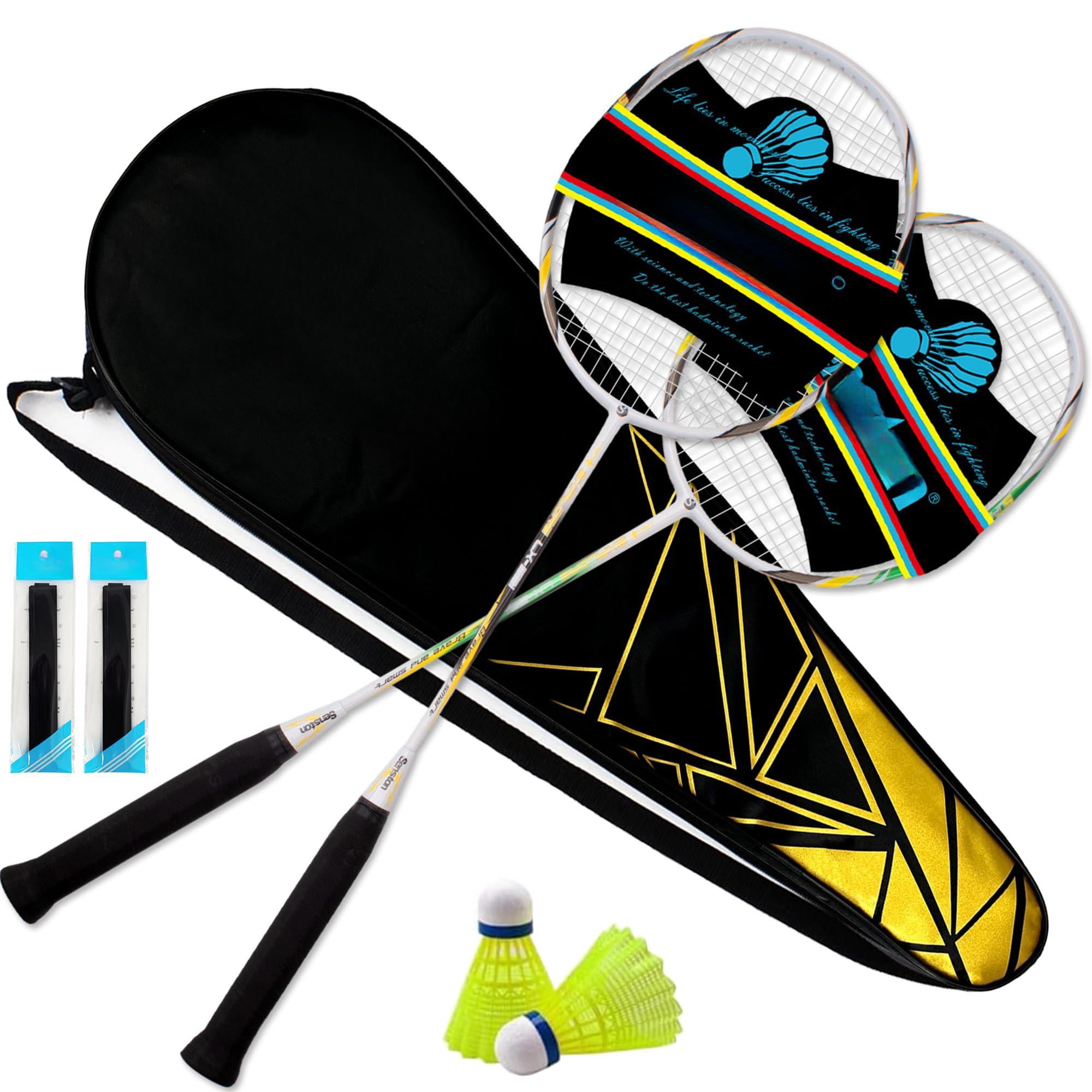 Carbon Composite Badminton Rackets For Beginners - Complete 2-player Kit With Bag | Lightweight & Easy To Use Backyard  Park Indoor Outdoor Play