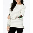 thumbnail image 1 of Carbon Copy Striped Sequin Embellished Sweatshirt Natural L, 1 of 1