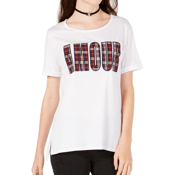 Carbon Copy Womens Amour Embellished T-Shirt, White, Medium