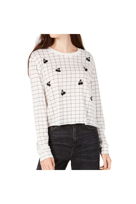 Womens Cherries Embellished T-Shirt, White, Small