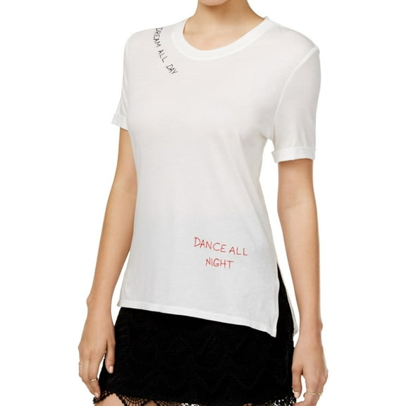 Carbon Copy Womens Embroidered Everyday Graphic T-Shirt, White, Small