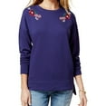 thumbnail image 1 of Carbon Copy Womens Embroidered Sweatshirt, Blue, Juniors, Medium, 1 of 2