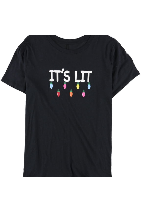 Womens It's Lit Graphic T-Shirt, Black, Large