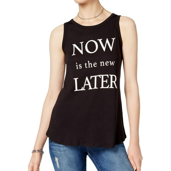 Carbon Copy Womens Now Is The New Later Tank Top, Black, Large