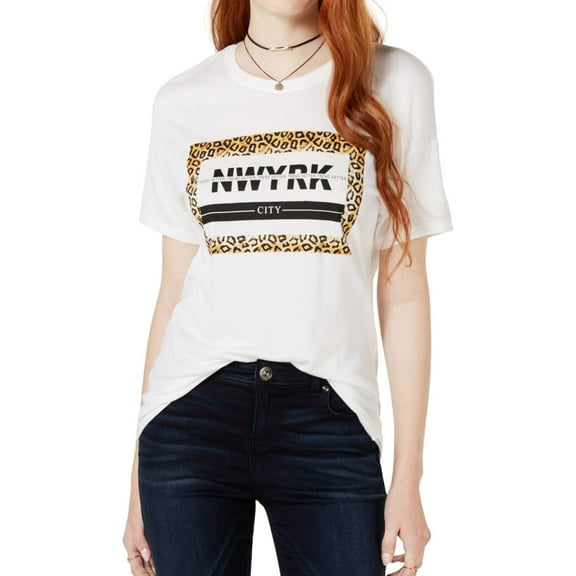 Carbon Copy Womens Nwyrk Graphic T-Shirt, White, Small