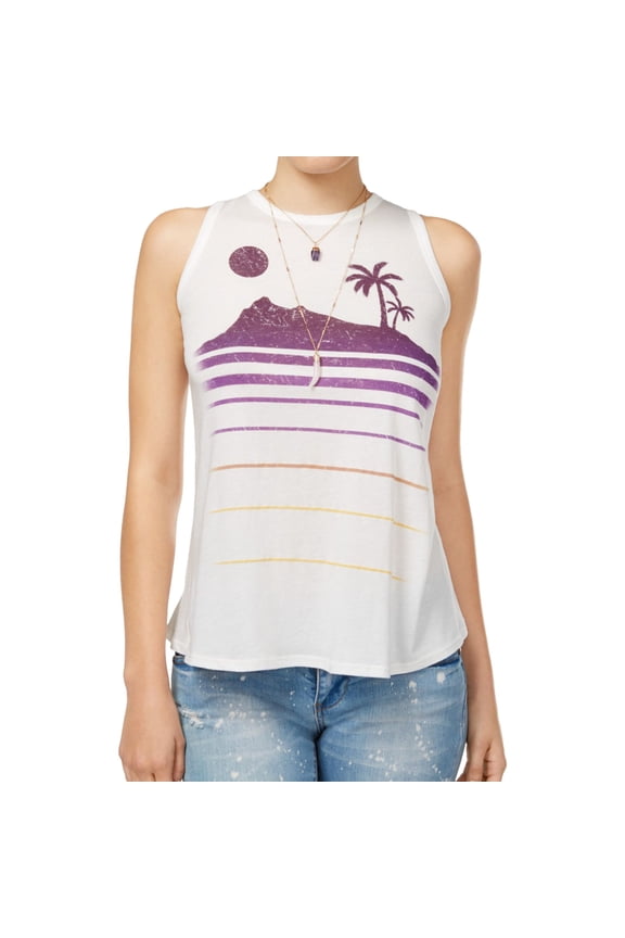 Womens Split Back Tank Top, White, Large