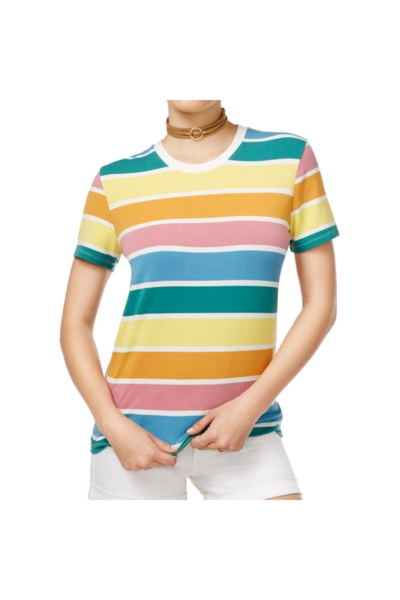 Womens Striped Basic T-Shirt, Multicoloured, Small