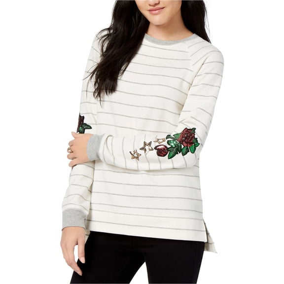 Carbon Copy Womens Striped Sweatshirt, White, Medium