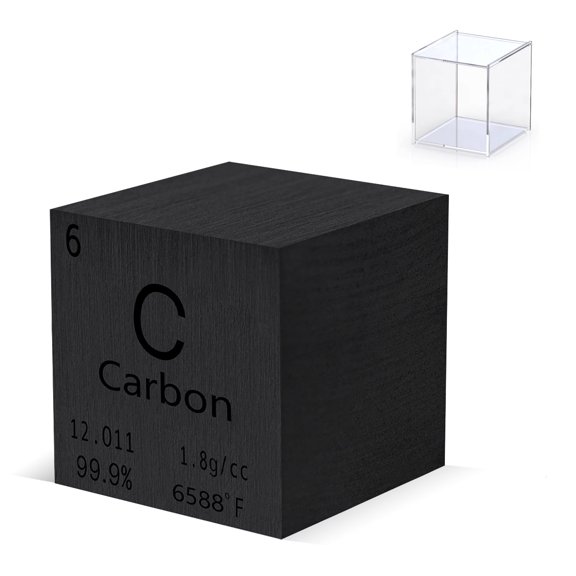Carbon Cube 1" 99.9% Purity High Density Metal Element Cube for Element Collection Experiment Material Heavy Small Objects Experience Creative Gift