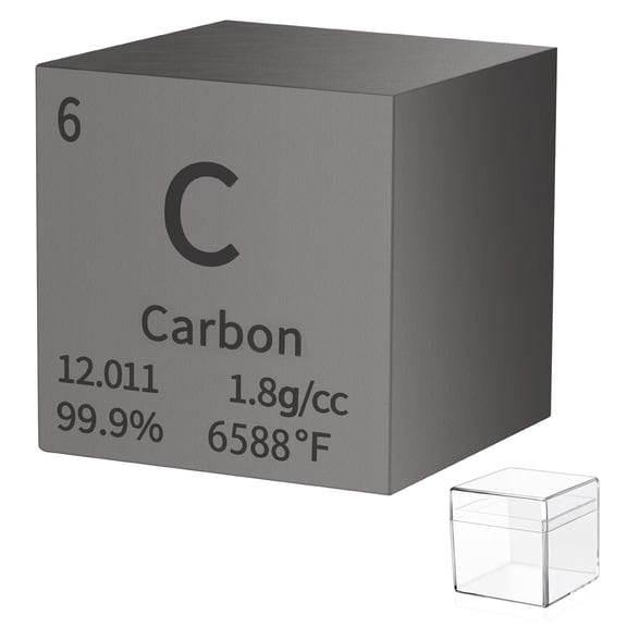 Carbon Cube Metal Density Cubes Pure Metal High Density Element Cube for Element Collections Lab Experiment Material Hobbies DIY Teacher Science Creative Gift (C 1inch)