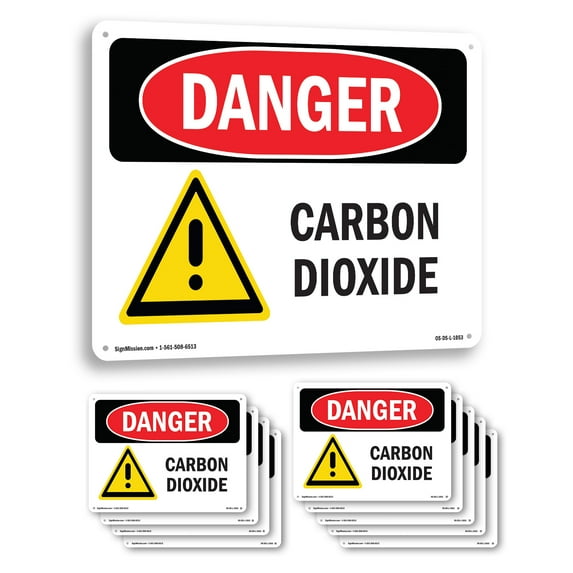 Carbon Dioxide OSHA Danger Aluminum Sign 18 Inch x 12 Inch - 10 Pack