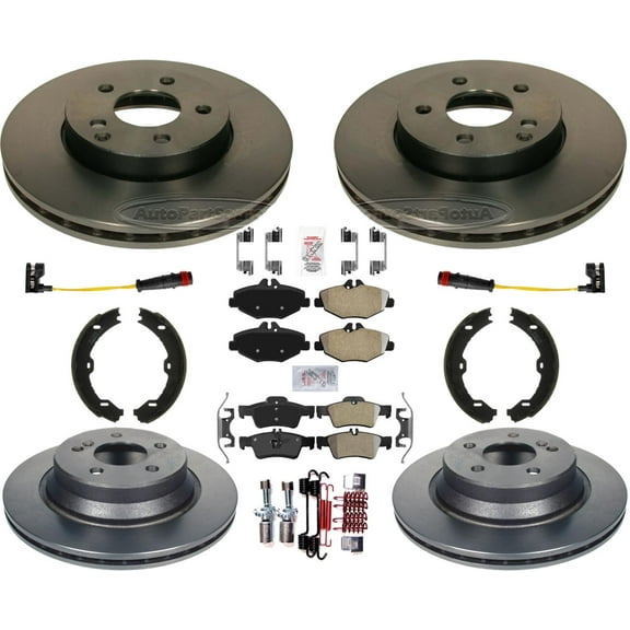 Carbon Disc Brake Rotors Pads For Mercedes Benz Base E350 2006 W/ Rear Vented