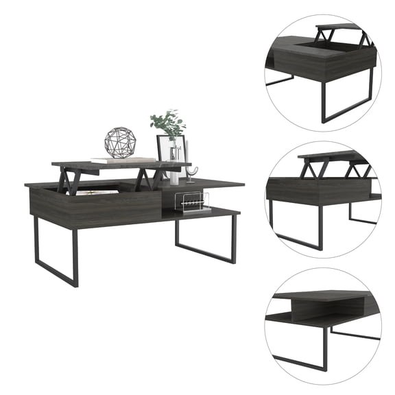 Carbon Espresso and Onyx 1-Shelf Lift Top Coffee Table,Espresso Particle Board Furniture Primary Living Space Tables