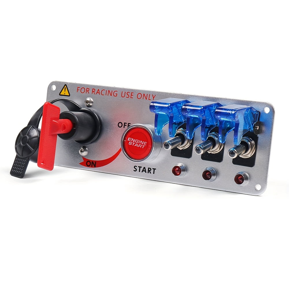 Carbon Fiber 12V LED Racing Car Engine Start Ignition Switch Panel, On ...