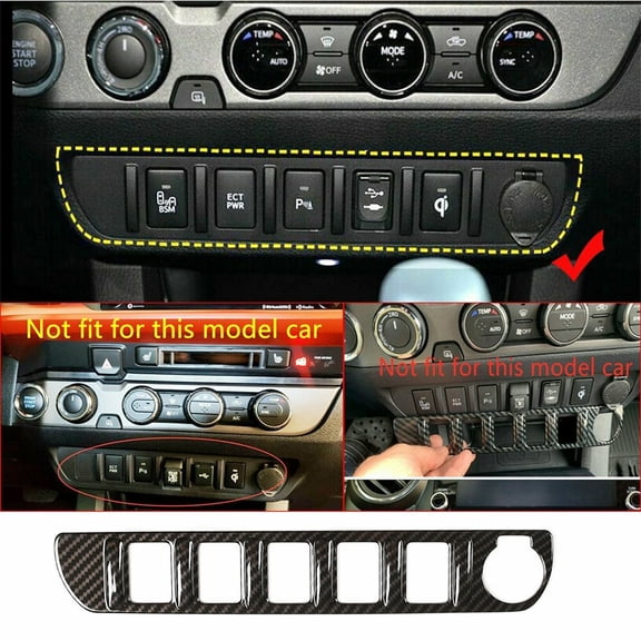 Carbon Fiber ABS Central Control Switch Button Cover Compatible with Toyota Tacoma 2016-2020 Interior Decorative Accessory