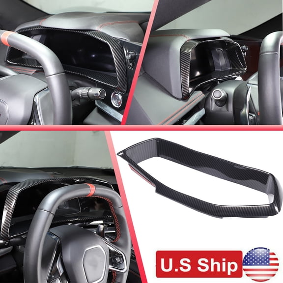Carbon Fiber ABS Dashboard Speedmeter Panel Trim Decor For C8 Corvette 2020-25