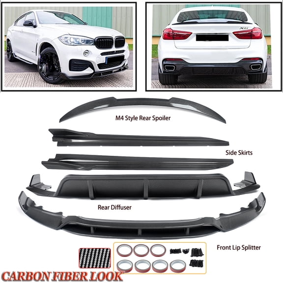 Carbon Fiber ABS Rear Diffuser Trunk Spoiler Wing For 2014-2019 BMW X6 F16 Body Kits M Performance Front Splitter Bumper Lip Side Skirts