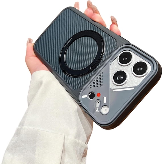 Carbon Fiber Camera Protect Phone Case for iPhone (Black,iPhone 14 Pro)