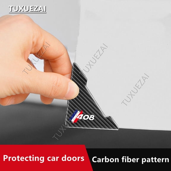 Carbon Fiber Car Door Anti-collision Stickers For Peugeot 408 Door Corner Anti-scratch Protector Decals Auto Exterior Accessorie